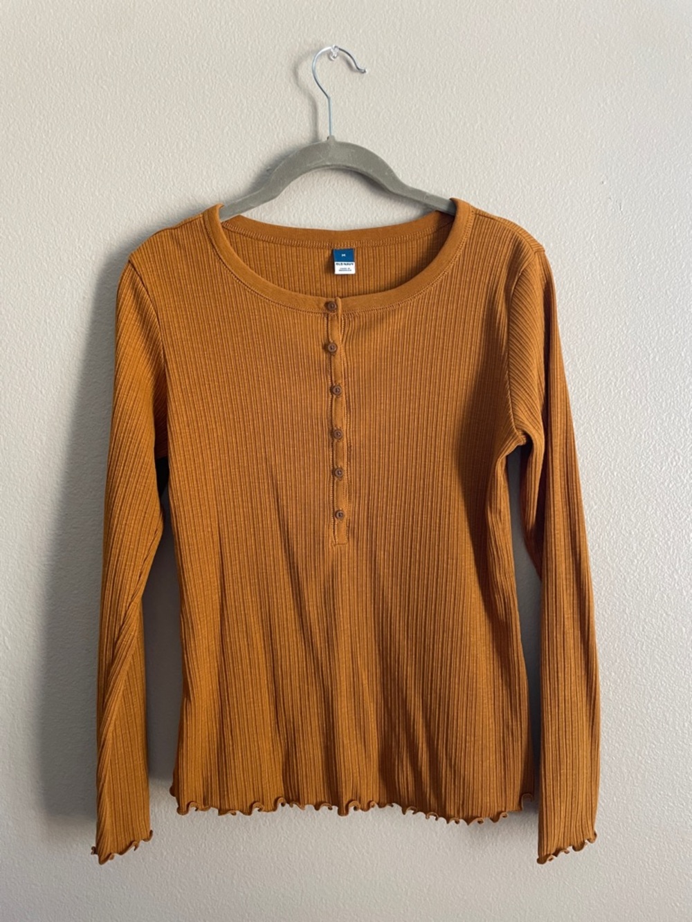 Old Navy Ribbed Henley Long-Sleeve Top - Mustard